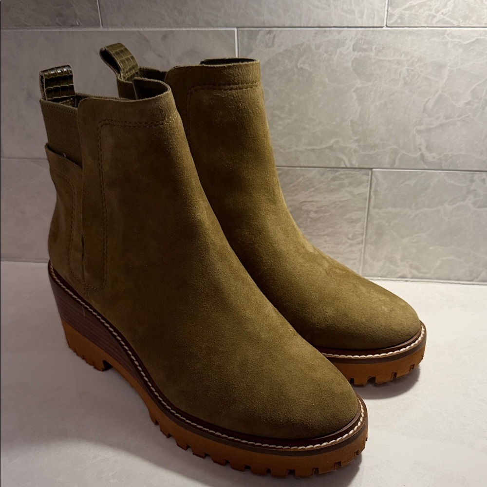 Vince Camuto Olive Suede Ankle Booties
